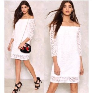 Nasty Gal White Harini Off The Shoulder Lace Dress
